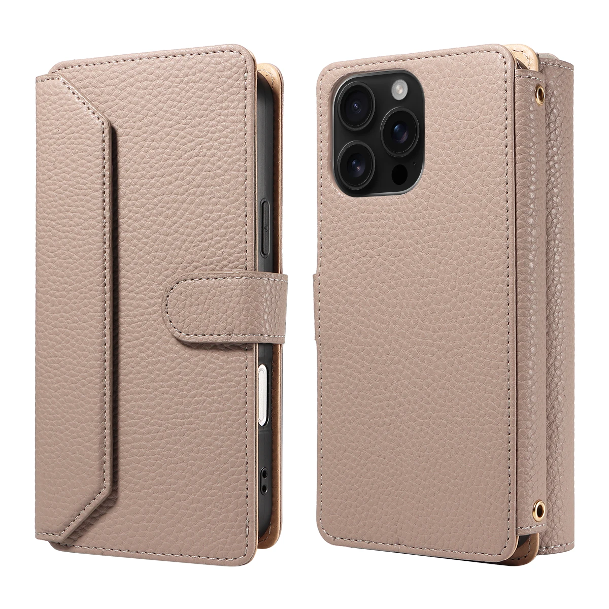 Color: Khaki, Bundle: Case & Strap, Material: Artificial Leather, Compatibility by Model: Galaxy S23 - Crossbody Leather Phone Case for Samsung Galaxy S25Edge S25Ultra S24FE S24Ultra S23Ultra Multi-Card Slot Anti-Drop Wallet Case