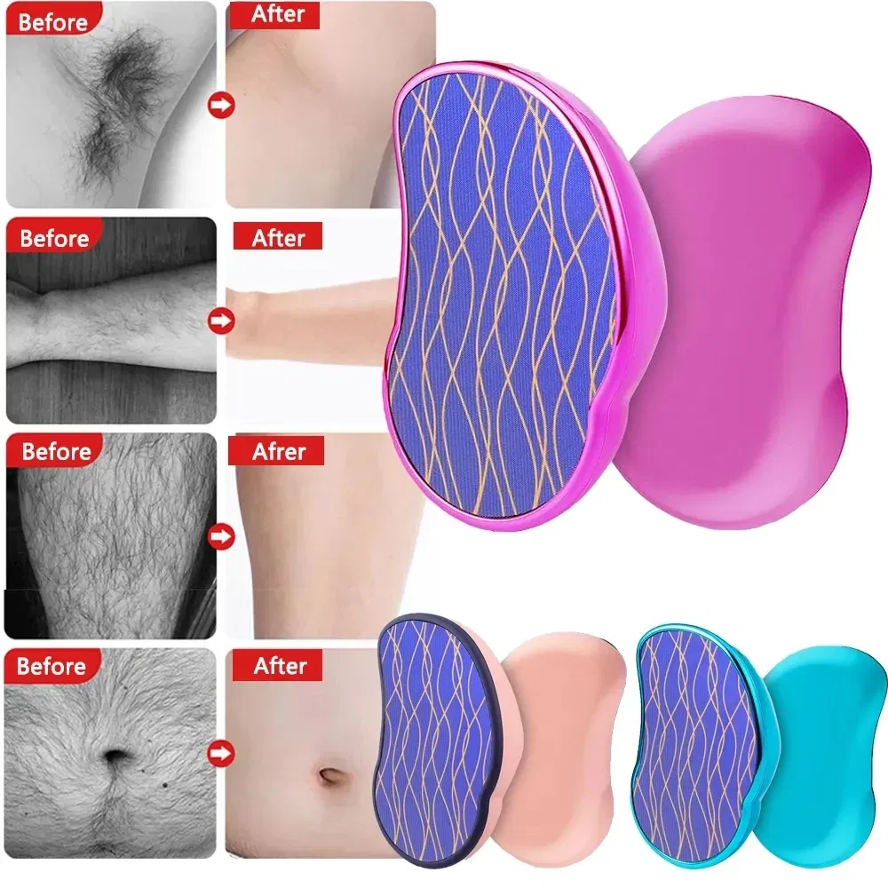 Color: Green - Hot Crystal Physical Hair Removal Eraser Glass Hair Remover Painless Epilator Easy Cleaning Reusable Body Care Depilation Tool