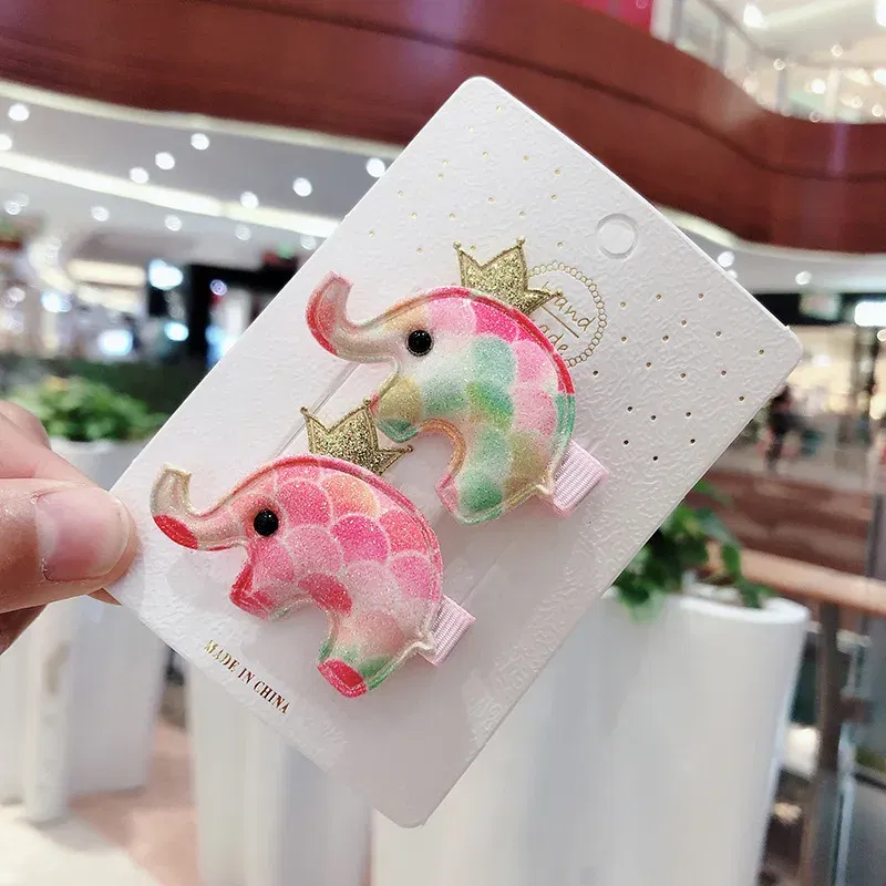 Color: black - 2PCS Set Children Girl Bow Butterfly Hair Clip Print Knot Hairpin Korean Princess Fresh Cute Lovely Hair Accessories Headdress