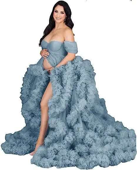 Color: MULTI, Maternity Size: M, Ships From: CHINA - Tulle Long Maternity Dress Photoshoot п?»?°?‚ь?µ photography dresses baby shower dresses for pregnant woman п?»?°?‚ь?µ д?»я ?±?µр