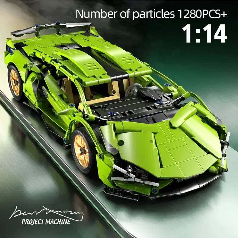 Color: Green - Technical Racing Sport Car 1280PCS Model Building Blocks City Mechanical Speed Vehicle Supercar Brick Puzzle Toys Kid Adult Gift