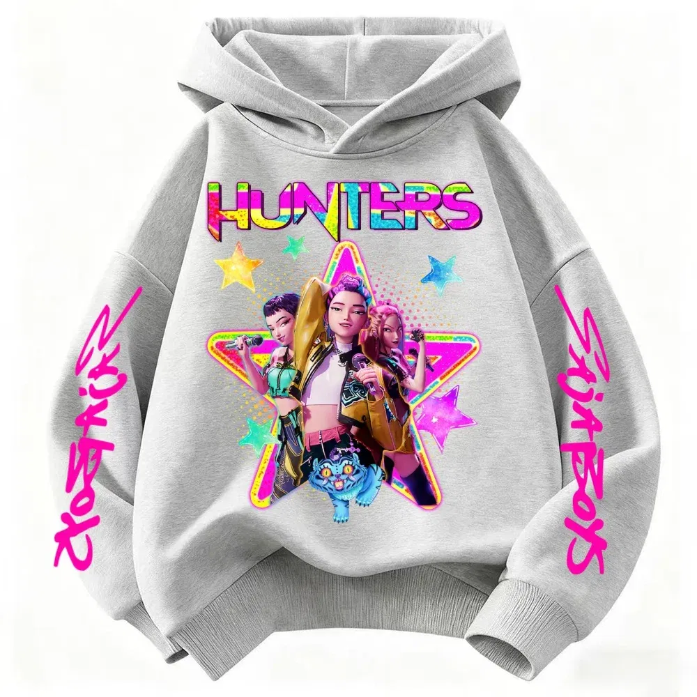 Color: Yellow, Kid Size: 3T - KPop Demon Hunters Huntrix Girls Sweatshirts Spring Fall Boys Children Hoodies Long Sleeves T-shirt Jacket Toddler Kids Clothes