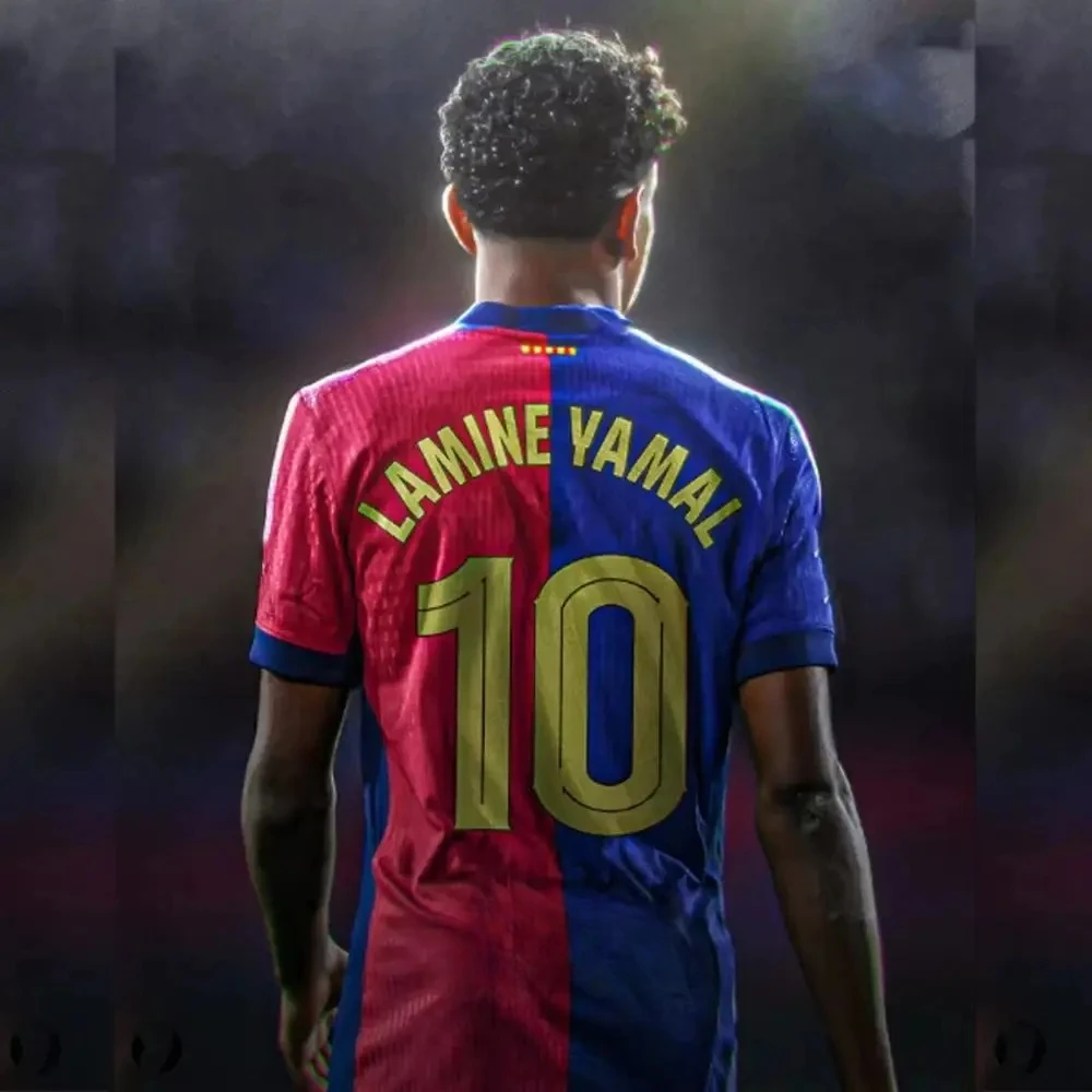 Color: green, Size: M - Lamine Yamal Soccer Jersey - #10 Classic Blue & Red Stripes Design Player Name & Number Print Perfect for Football Fans