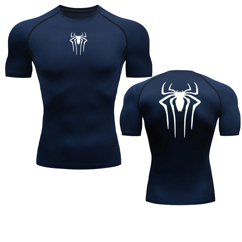 Color: GRAY, Size: XXXL - Printed Men's Athletic Compression Shirts Athletic Quick Dry Breathable Rash Guard Athletic Tight Workout Tops Summer Men