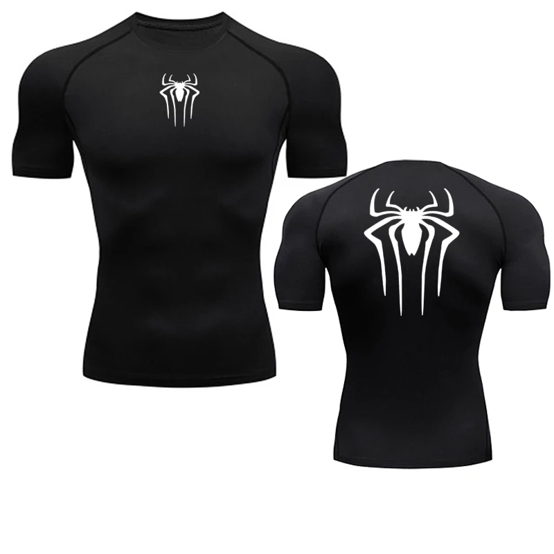 Color: GRAY, Size: XXXL - Printed Men's Athletic Compression Shirts Athletic Quick Dry Breathable Rash Guard Athletic Tight Workout Tops Summer Men
