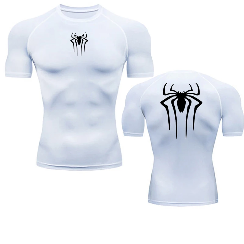 Color: GRAY, Size: XXXL - Printed Men's Athletic Compression Shirts Athletic Quick Dry Breathable Rash Guard Athletic Tight Workout Tops Summer Men