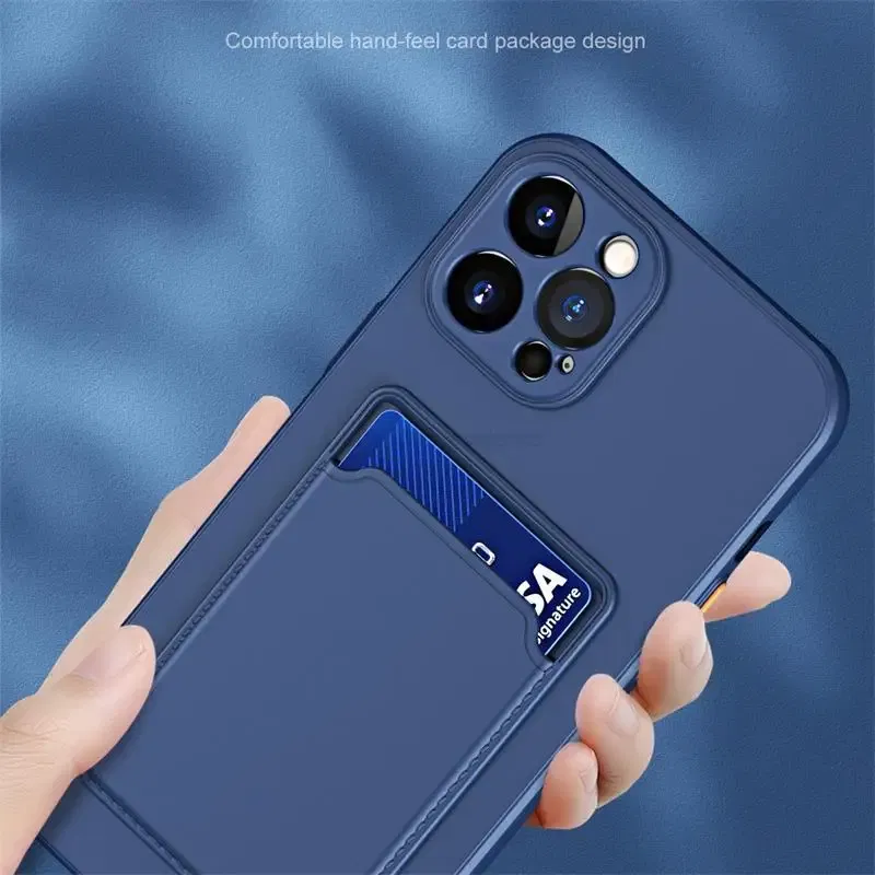 Color: Dark Grey, Material: aluminum - Card Holder Wallet Case For Samsung Galaxy A32 A53 A33 A13 A52 5G Case on A72 A22 A12 A51 A71 Shockproof Liquid Silicone Cover