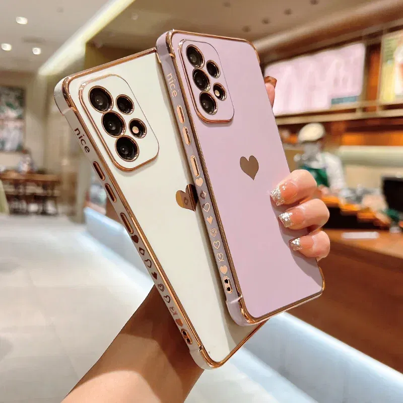 Color: black, Compatible-Phone Models: For iPhone 12 Pro Max, Ships From: CHINA - Electroplating Side Love Heart Phone Case For Samsung Galaxy S25 Ultra S24 S23 S22 A16 A55 Protect Lens Shockproof Back Cover