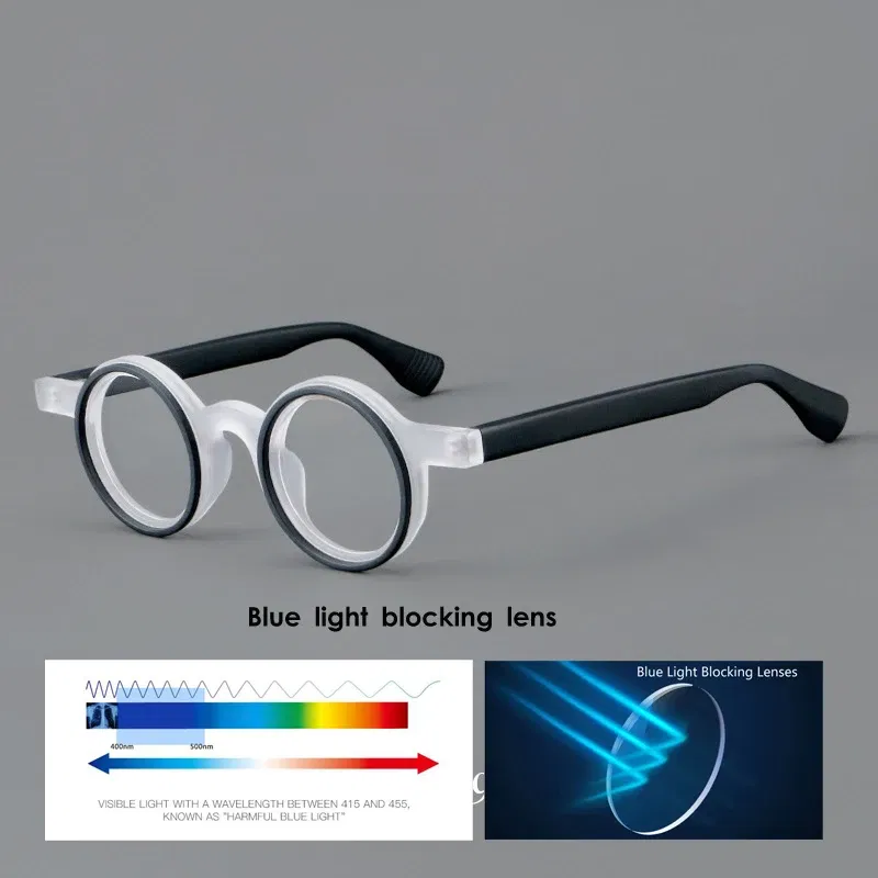 Frame Color: black, Eye Prescription: +150 - VCKA Round Acetate Photochromic Reading Glasses Frame Men Prescription Anti-blue Eyeglasses Women Custom Eyewear +0.50 to+6.0