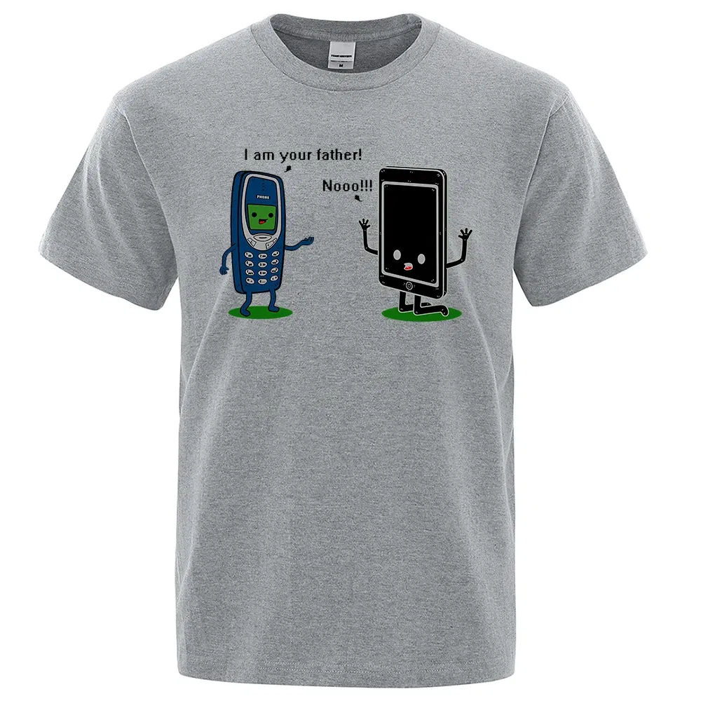 Color: Dark Grey, Size: XXXL - I'm your father Funny phone T-Shirts Men Women Casual Short Sleeve Crewneck Breathable Tops Cotton Summer Hip Hop Tee Clothing