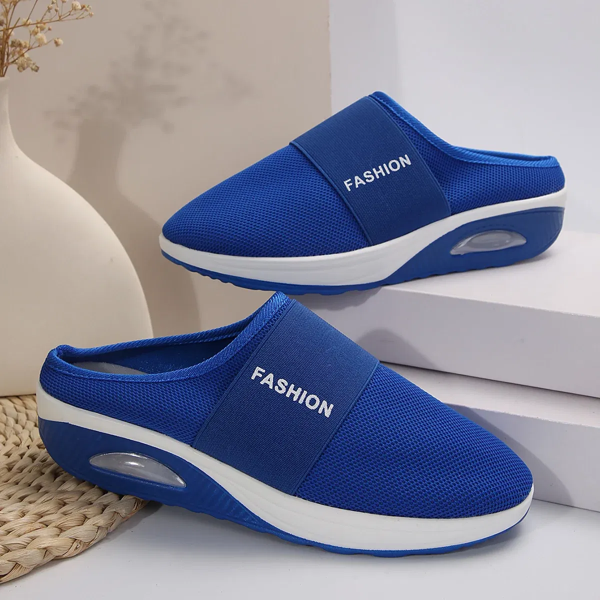 Color: Blue, Shoe Size: 41 - Women Wedges Slippers 2024 New Summer Sandals Vintage Anti-slip Casual Shoes for Women Platform Retro Slippers Slides Women