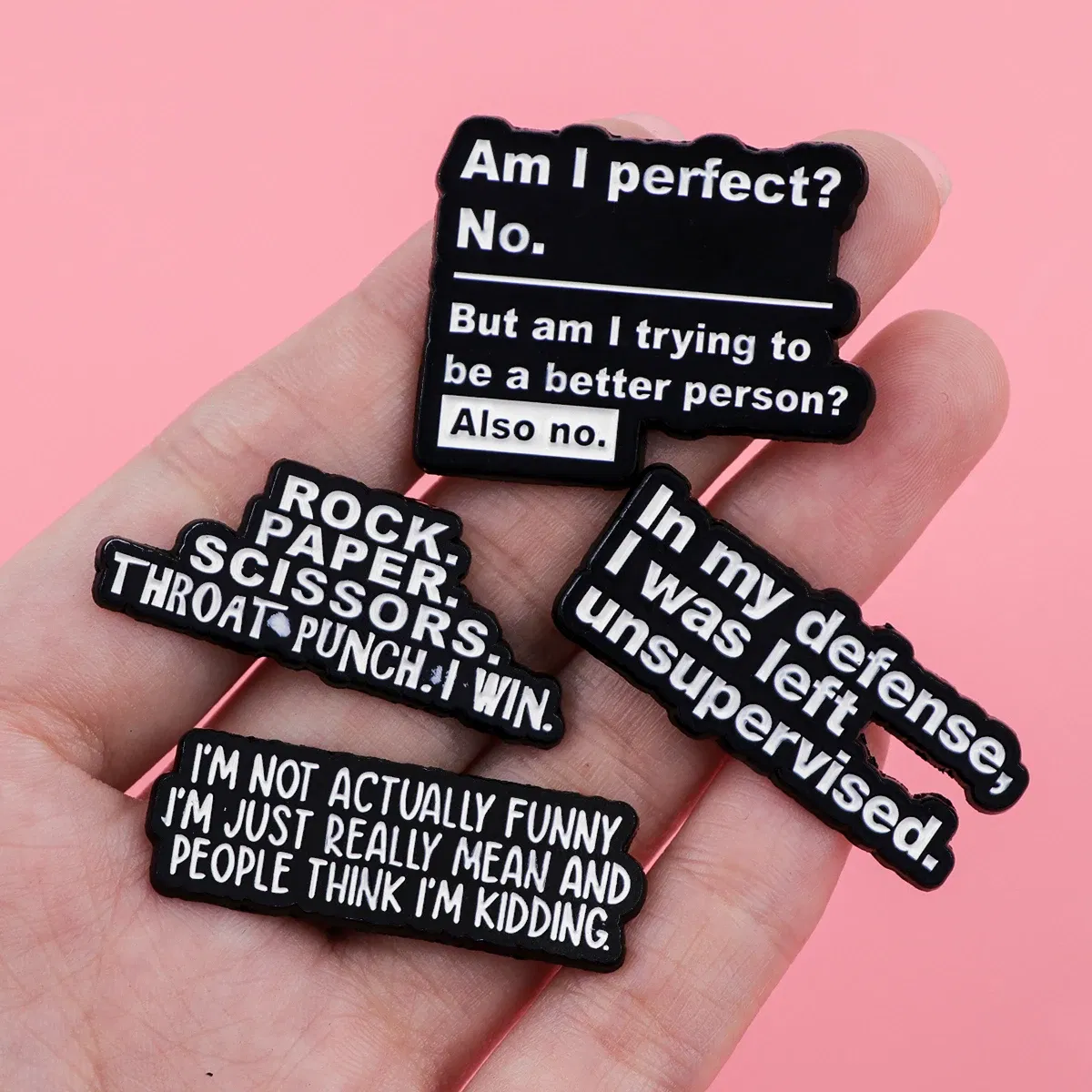 Metal color: Gold-color - Funny Quotes Enamel Pins Skeleton Women's Brooches Men Lapel Pins Badge on Backpack Costume Accessories Phrase Jewelry Gifts