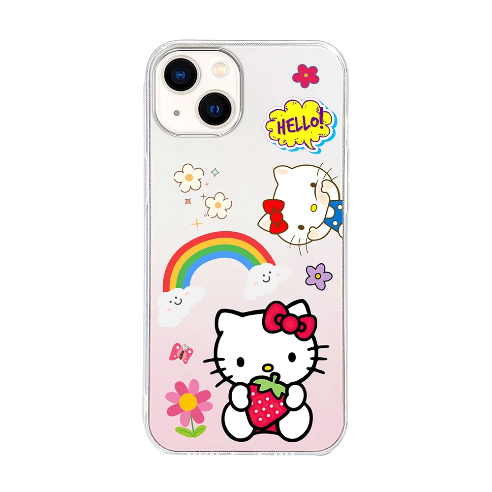 Color: Brown, Material: aluminum - Miniso Sanrio Collaboration Hello Kitty Phone Case For iPhone 15 14 13 11 12 16 Pro Max Plus X XR XS Girl Silicone Phone Case