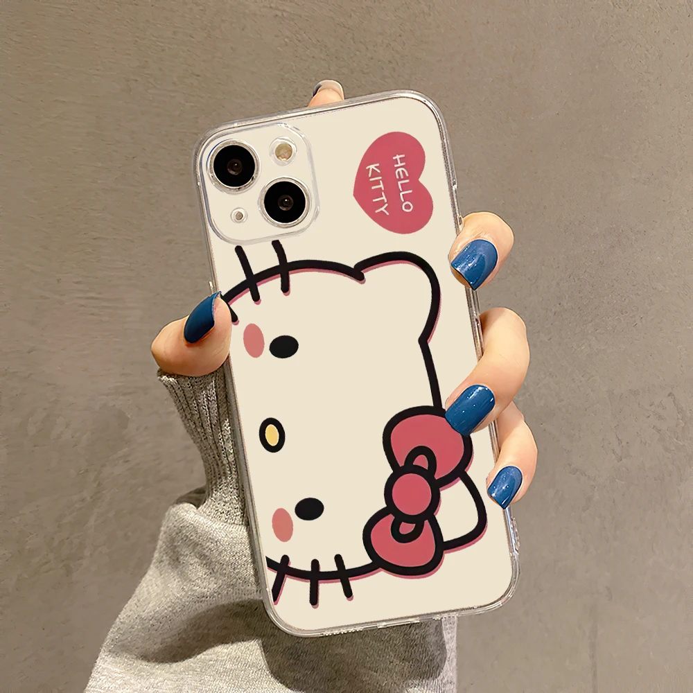 Color: Brown, Material: aluminum - Miniso Sanrio Collaboration Hello Kitty Phone Case For iPhone 15 14 13 11 12 16 Pro Max Plus X XR XS Girl Silicone Phone Case