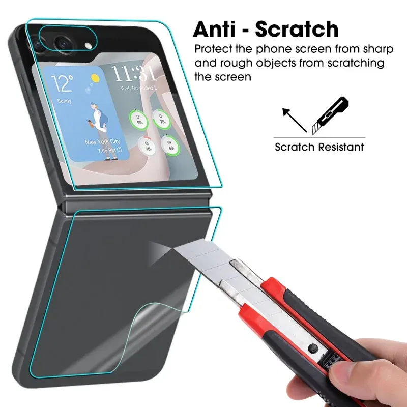 Color: Blue - For Samsung Galaxy Z Flip 5 Z Flip5 5G Phone Screen Protectors Front Back Inner HD Soft Hydrogel Film Anti-Scratch Protection