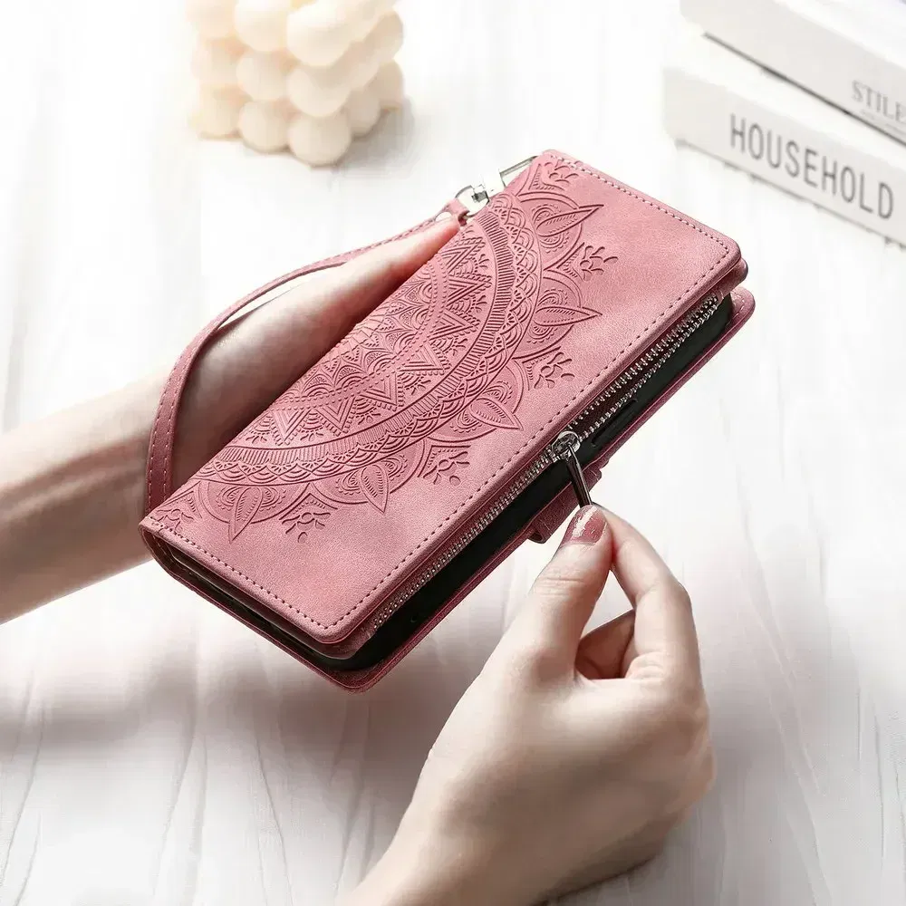 Color: MAROON, Material: Pc + tpu - For Poco X7 F6 X6 X5 Pro X3 NFC 5G Zipper Wallet Case Crossbody Book Shell Xiaomi Poco M7 Pro M6 F5 M5 C75 3 X 7 M 6 Flip Cover
