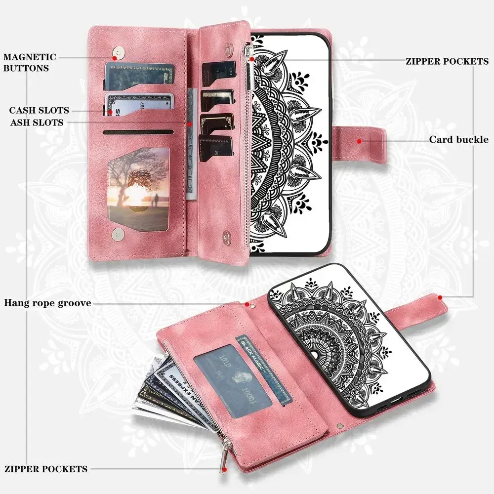 Color: MAROON, Material: Pc + tpu - For Poco X7 F6 X6 X5 Pro X3 NFC 5G Zipper Wallet Case Crossbody Book Shell Xiaomi Poco M7 Pro M6 F5 M5 C75 3 X 7 M 6 Flip Cover