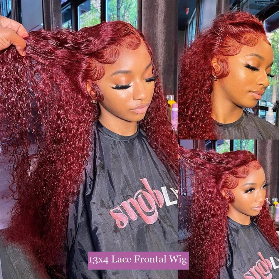 Color: FS1B/99J, Ships From: CHINA, Stretched Length: 32inches, Density: 180% - Red Curly Wigs 99J Burgundy 13X6 Hd Lace Frontal Human Hair Wig Colored Deep Wave Frontal Wig 13X4 Red Lace Front Human Hair Wig