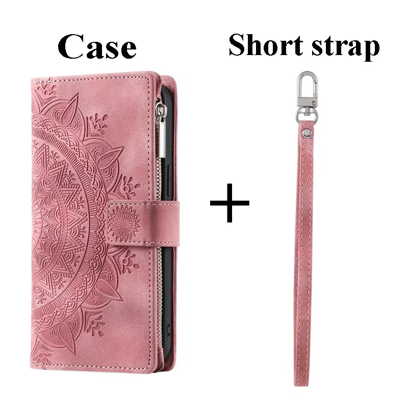 Color: Pink, Material: POLYESTER - CrossBody Strap Zipper Wallet Coque for Samsung Galaxy A71 A51 A50 A41 A21S A30 A70 A50S A20 A31 A30S A10 A20E A 51 70 Flip Case