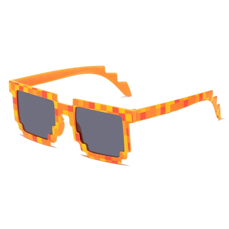 Lenses Color: Orange - 2021 New fashion Sun Glasses Hot Sale Sunglasses Creeper Glasses Novelty Mosaic Funny Goggles Boys Girls Pixel Eyewear