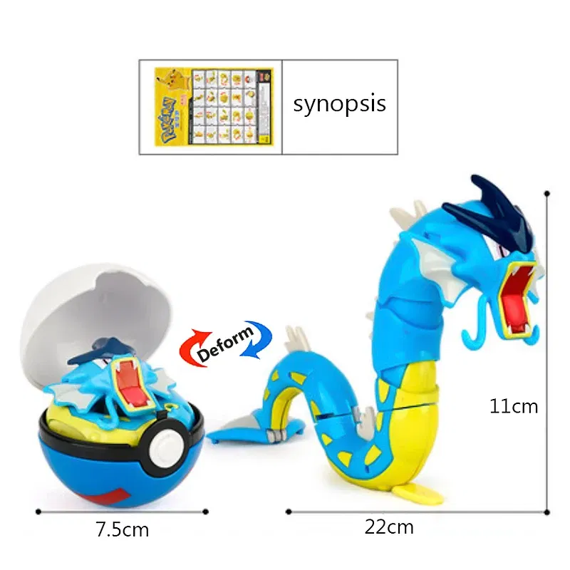 Color: Gold - High Quality Pokemon Ball Deformation Toy Pikachu Mewtwo Gyarados Pocket Monster Pokeball Pokemon Action Figure Children Toy Gif