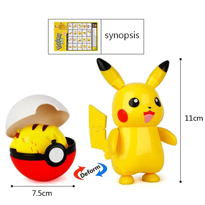 Color: Gold - High Quality Pokemon Ball Deformation Toy Pikachu Mewtwo Gyarados Pocket Monster Pokeball Pokemon Action Figure Children Toy Gif
