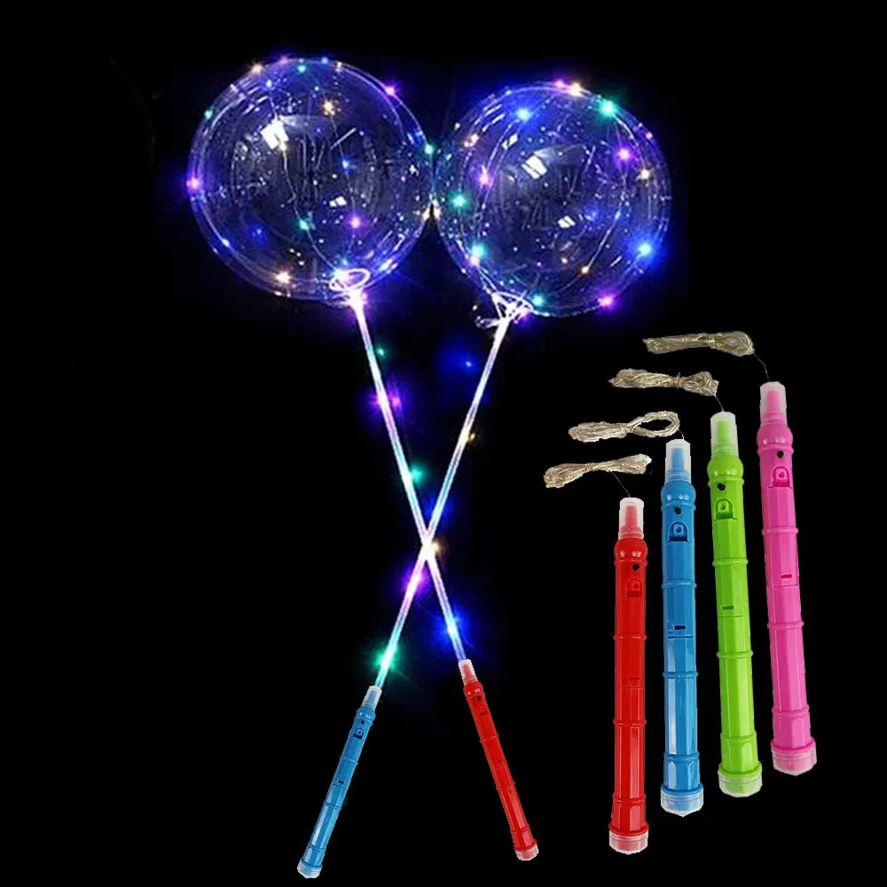 Color: Emerald, Ballon Size: 10inch, Shape: Number - 1/5/10/20/30pcs LED Light Up BoBo Balloons Colorful 3 Levels Flashing Handle 20 Inches Bubble Balloon 70cm Stick