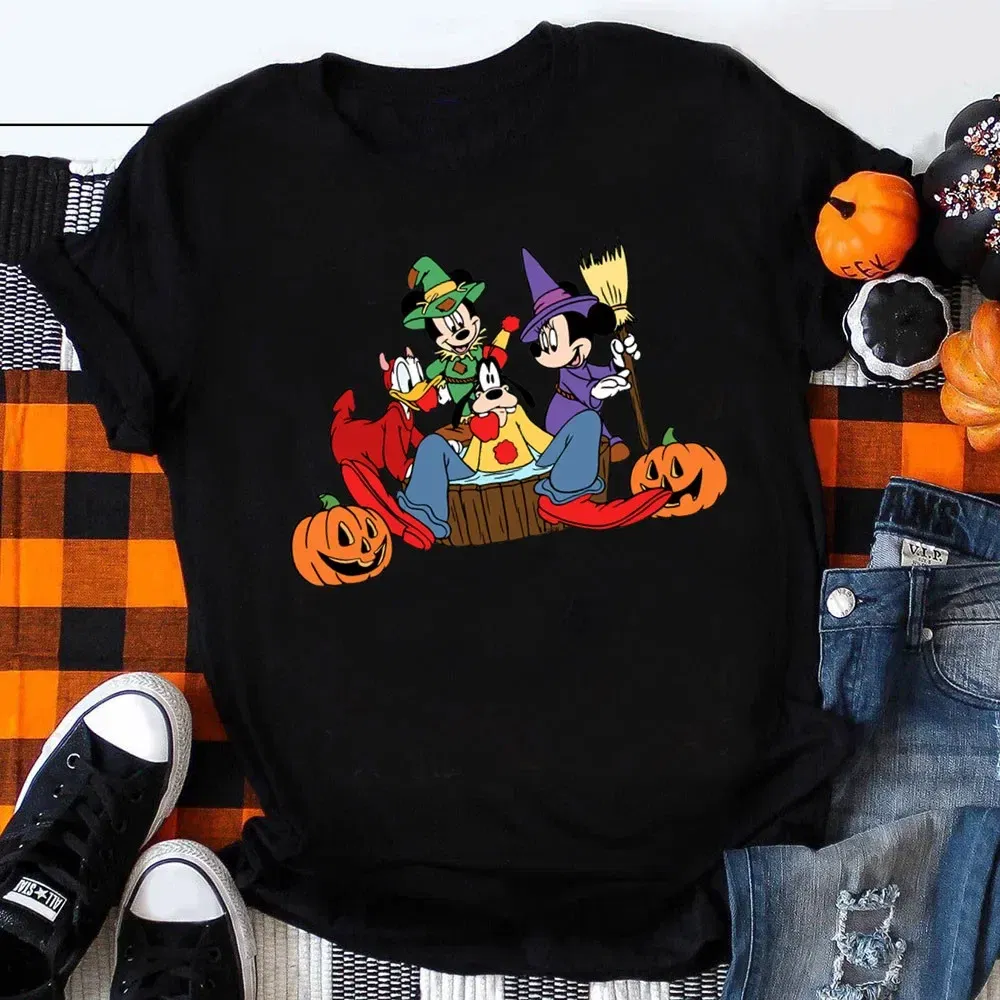 Color: Khaki, Kid Size: 5 - Funny Mickey Minnie Mummy Print Disney Children Cotton T Shirts Trick Treat Fashion Halloween Cute Kid Clothes Girls Streetwear