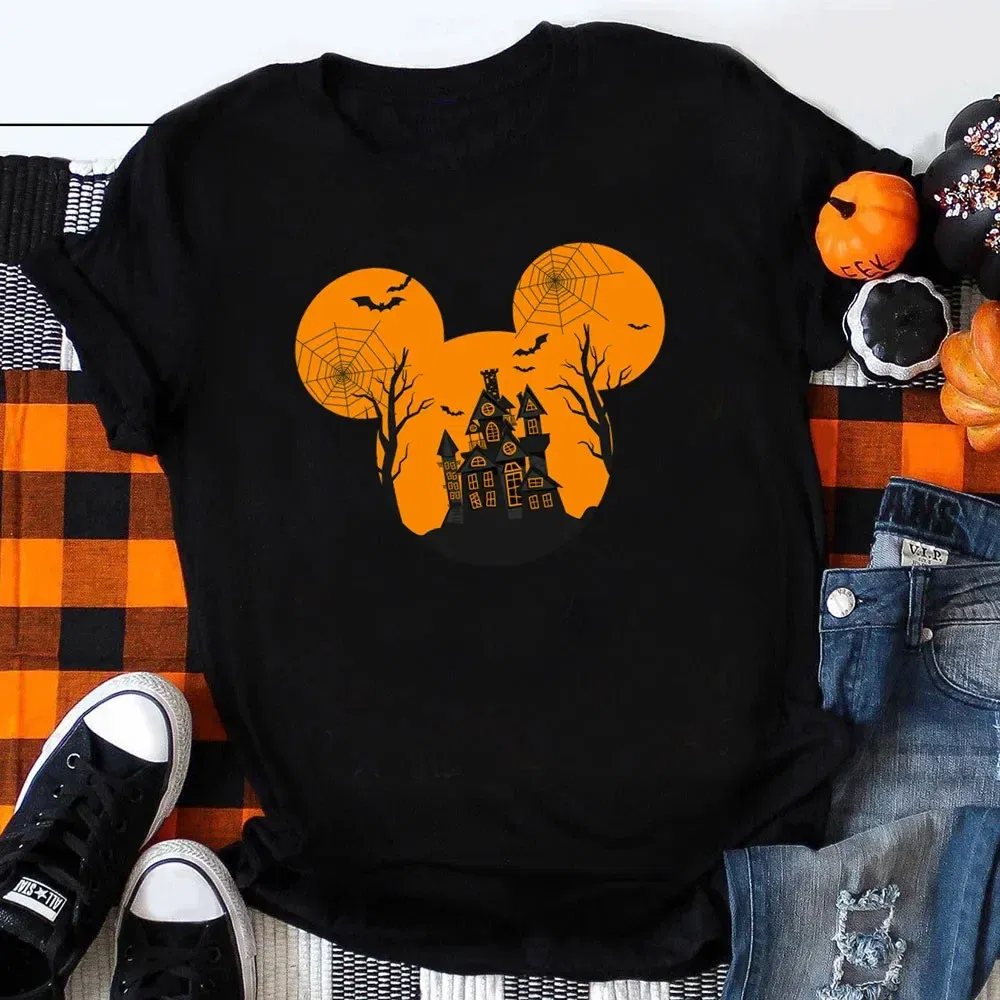 Color: Khaki, Kid Size: 5 - Funny Mickey Minnie Mummy Print Disney Children Cotton T Shirts Trick Treat Fashion Halloween Cute Kid Clothes Girls Streetwear