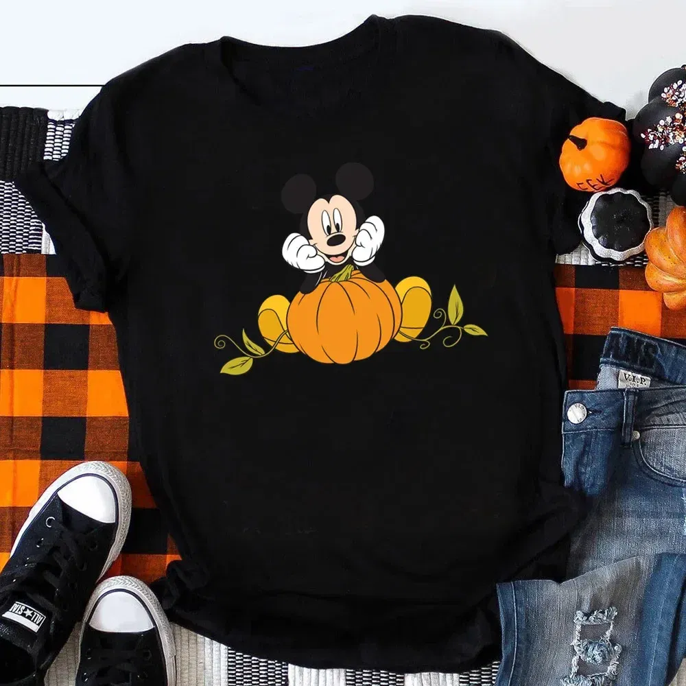 Color: Khaki, Kid Size: 5 - Funny Mickey Minnie Mummy Print Disney Children Cotton T Shirts Trick Treat Fashion Halloween Cute Kid Clothes Girls Streetwear