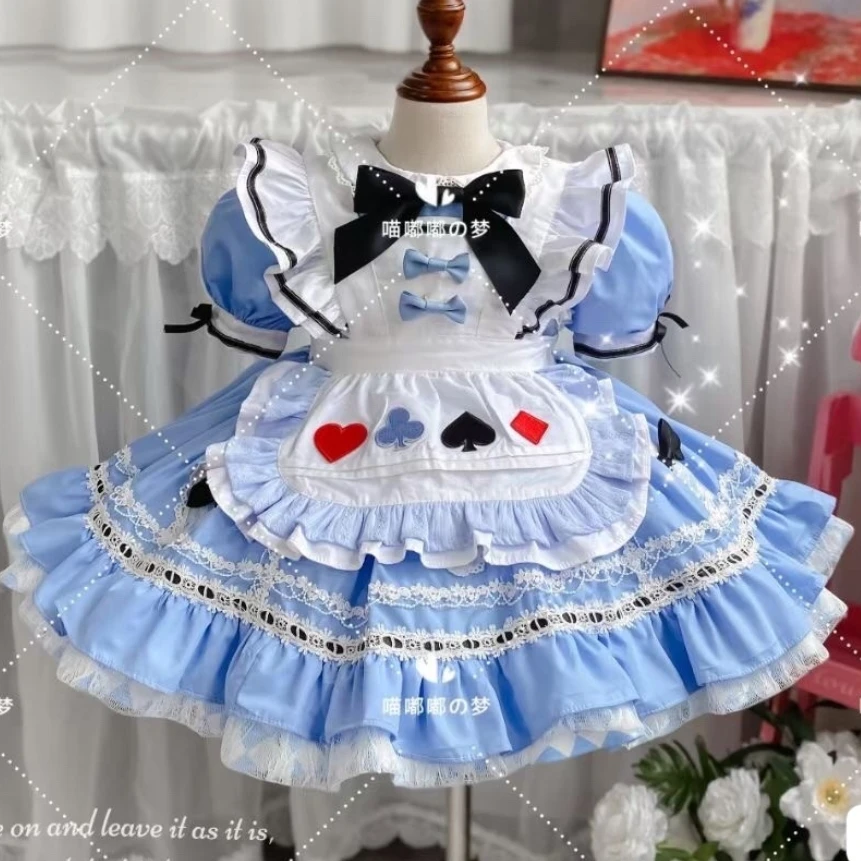 Color: Red, Kid Size: 4T - 0-8Y Baby Girl Summer Blue Alice Turkish Vintage Lolita Princess Ball Gown Dress for Birthday Holiday Casual Eid
