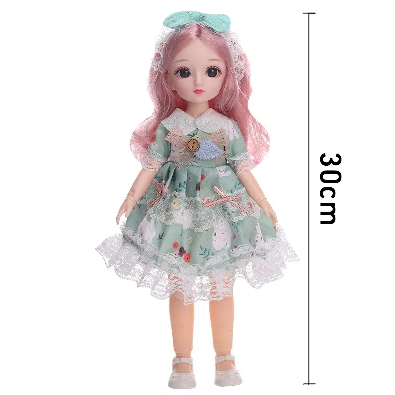 Color: Yellow - 30CM BJD Doll Clothes Girl Dress Up Makeup DIY Toys  Accessories Dress Princess Doll House Set Children Humanoid Doll Girl Gifts