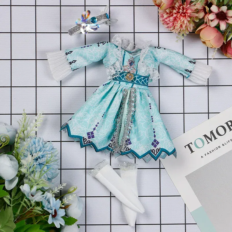 Color: Yellow - 30CM BJD Doll Clothes Girl Dress Up Makeup DIY Toys Accessories Dress Princess Doll House Set Children Humanoid Doll Girl Gifts