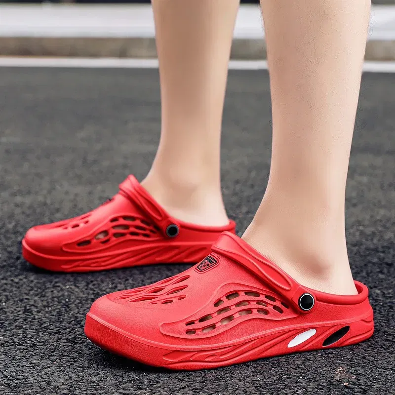 Color: Red, Shoe Size: 37 - Plus Size 47 48 49 Men Summer Clogs Sandals EVA Slippers Men and Women Garden Shoes Beach Sandals Couple's Outdoor House Slides