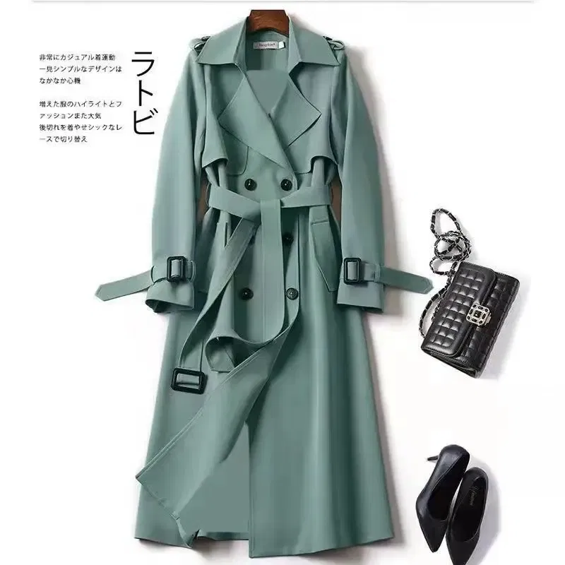 Color: Orange, Size: S - Autumn Winter Long Sleeve Trench Coat For Women 2024 Fashion Loose Office Lady Long Outerwears Jacket Coats Female Clothing