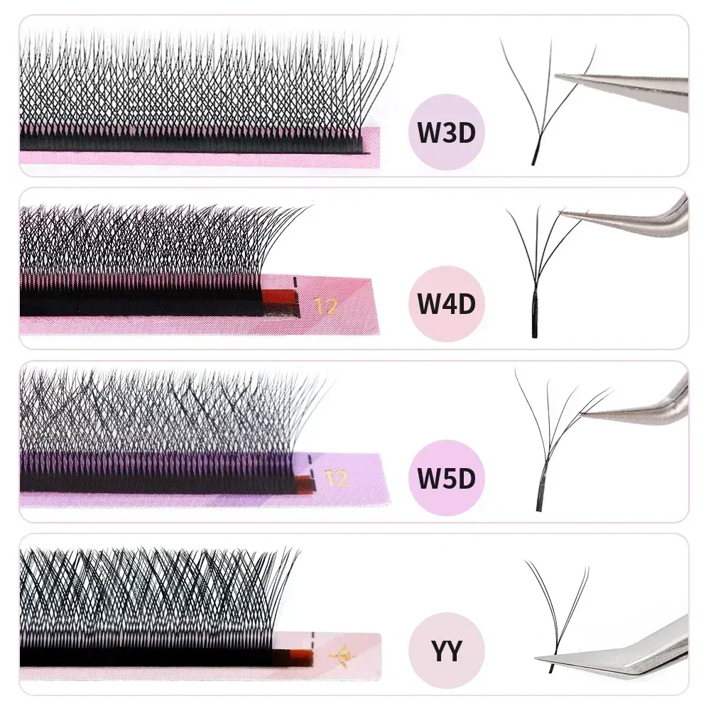 Color: Brushed Chrome, Curl: D, Thickness: 0.07mm, Length: MIX - ARISON YY Lashes and 3D/4D/5D W Shape Lashes Brasileiro Premade Volume Eyelashes Extension Soft Thin Easily Grafting Extension
