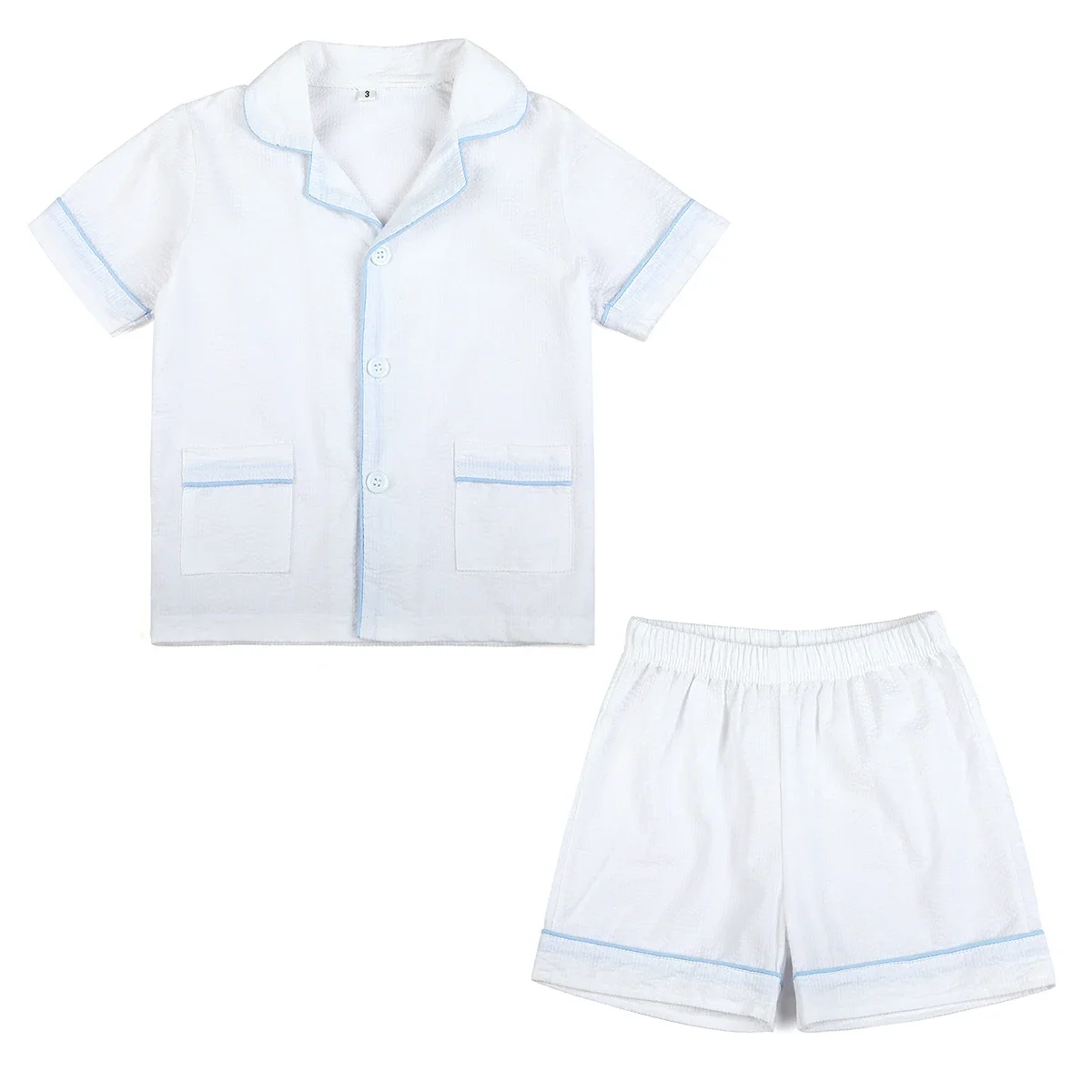 Color: Gold, Ships From: CHINA, Kid Size: 24M - Ruffkids 100% Cotton Summer Kids Pajamas Sleepwear Seersucker Striped Matching Pjs Boys Clothes Loungewear Girls Pyjamas Set