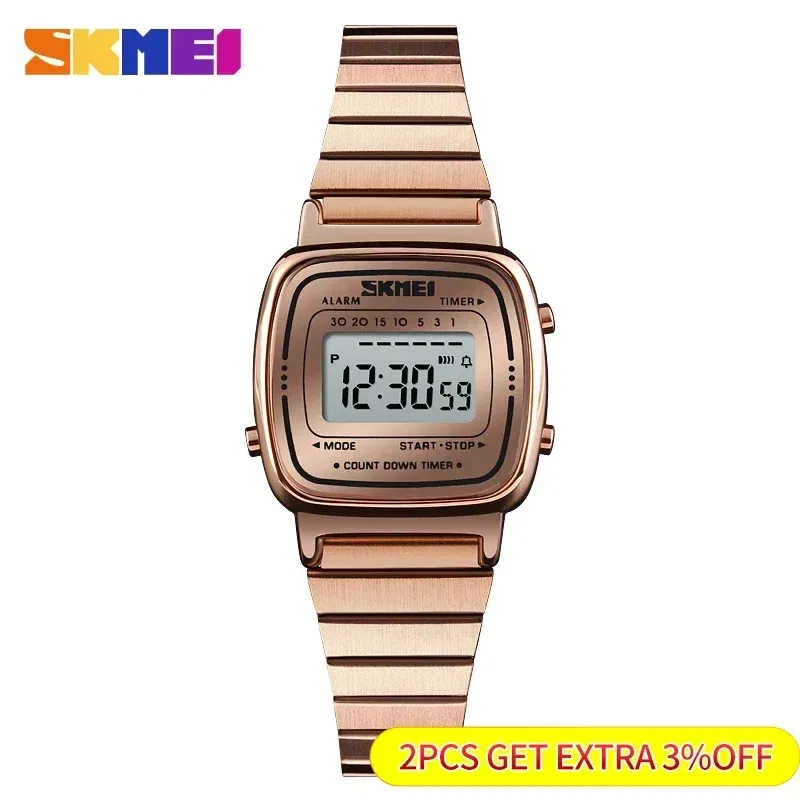 Color: Coffee, Ships From: CHINA - SKMEI1901 Women Top brands Luxury 3Bar Waterproof Ladies Watches Small Dial Digital Watch Relogio Feminino Fashion Sport Watch