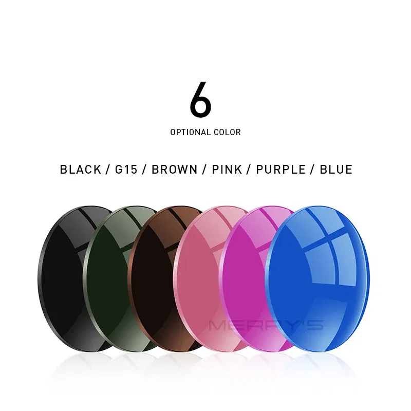 Lenses Color: Red, Lens Index: 1.56 - MERRYS Photochromic Gray Green Brown Pink Purple Blue Series 1.56 1.61 1.67 Prescription Glasses Lenses For Myopia Hyperopia