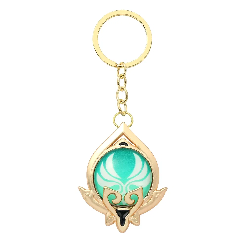 Color: green - Genshin Impact Keychain Anime Game Genshi Impact Vision Element God's Eye for Men Key Chain Kids Accessories Key Ring