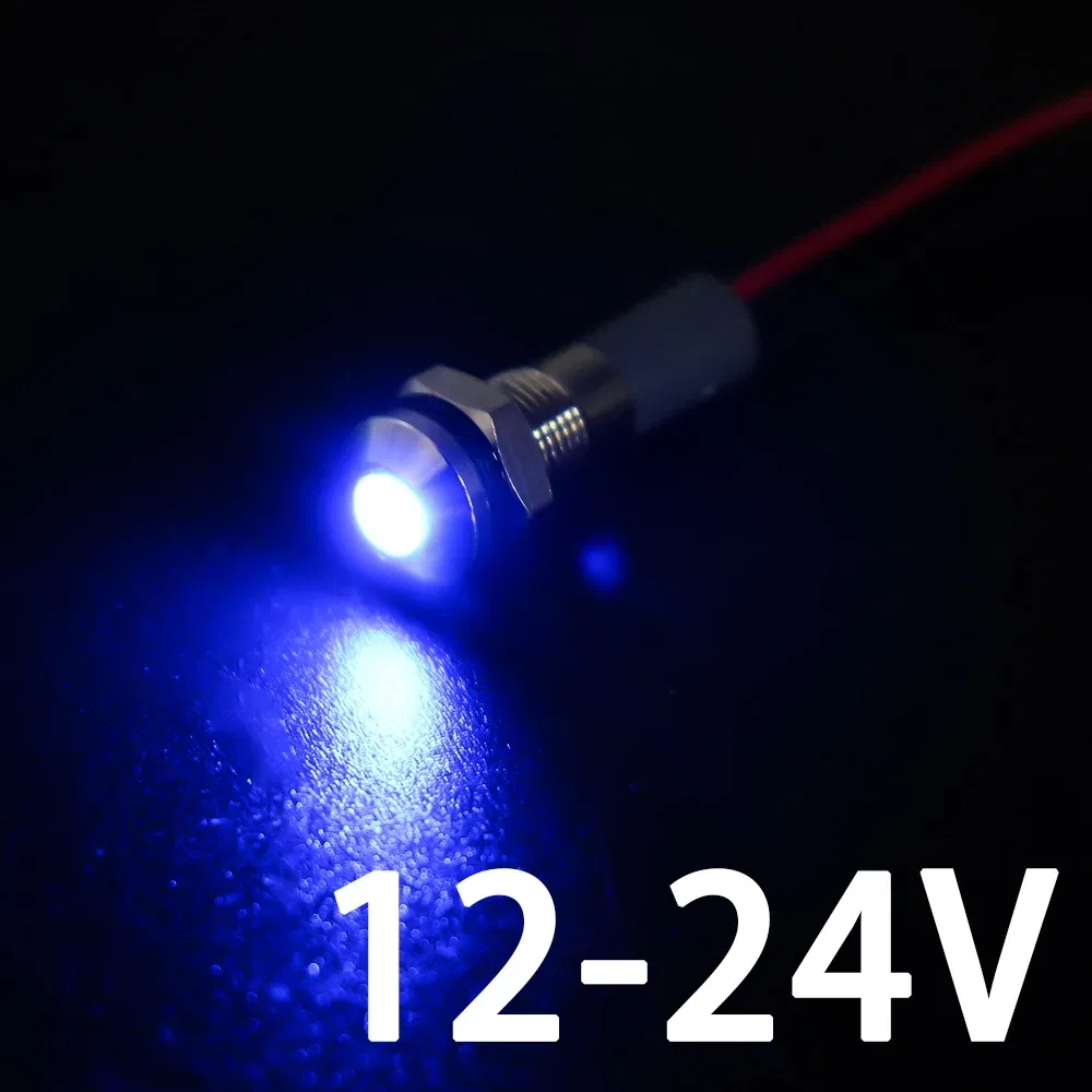 Color: green - 1PC IP65 6mm LED Waterproof Metal Indicator Light Signal Lamp With Wire 5V 12V 24V 220V Red/Yellow/Blue/Green/White Metal Button