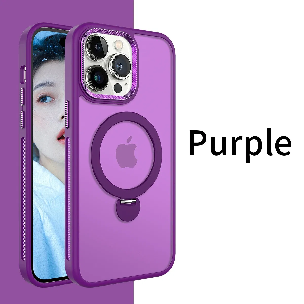 Color: Brown, Material: Genuine Leather - For iPhone 15 Pro Max 360?° Rotation Magnetic Holder Stand Matte Phone Case For iPhone 11 12 13 14 15 Plus Heat Dissipation Cover