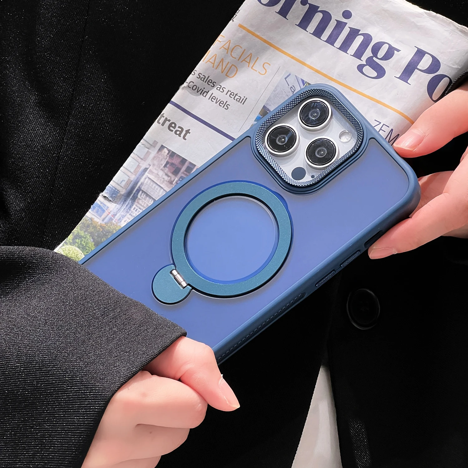 Color: Brown, Material: Genuine Leather - For iPhone 15 Pro Max 360?° Rotation Magnetic Holder Stand Matte Phone Case For iPhone 11 12 13 14 15 Plus Heat Dissipation Cover