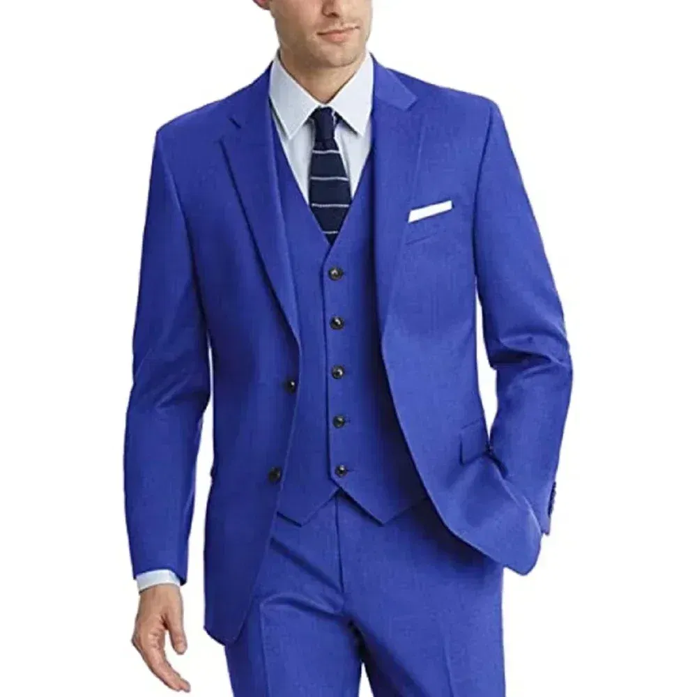 Color: Red, Size: XXXL - Formal Suit for Men Slim 3 Pieces Blazer Vest and Pant Set Notched Lapel High Quality Elegant Tuxedo Set Wedding Dress Business