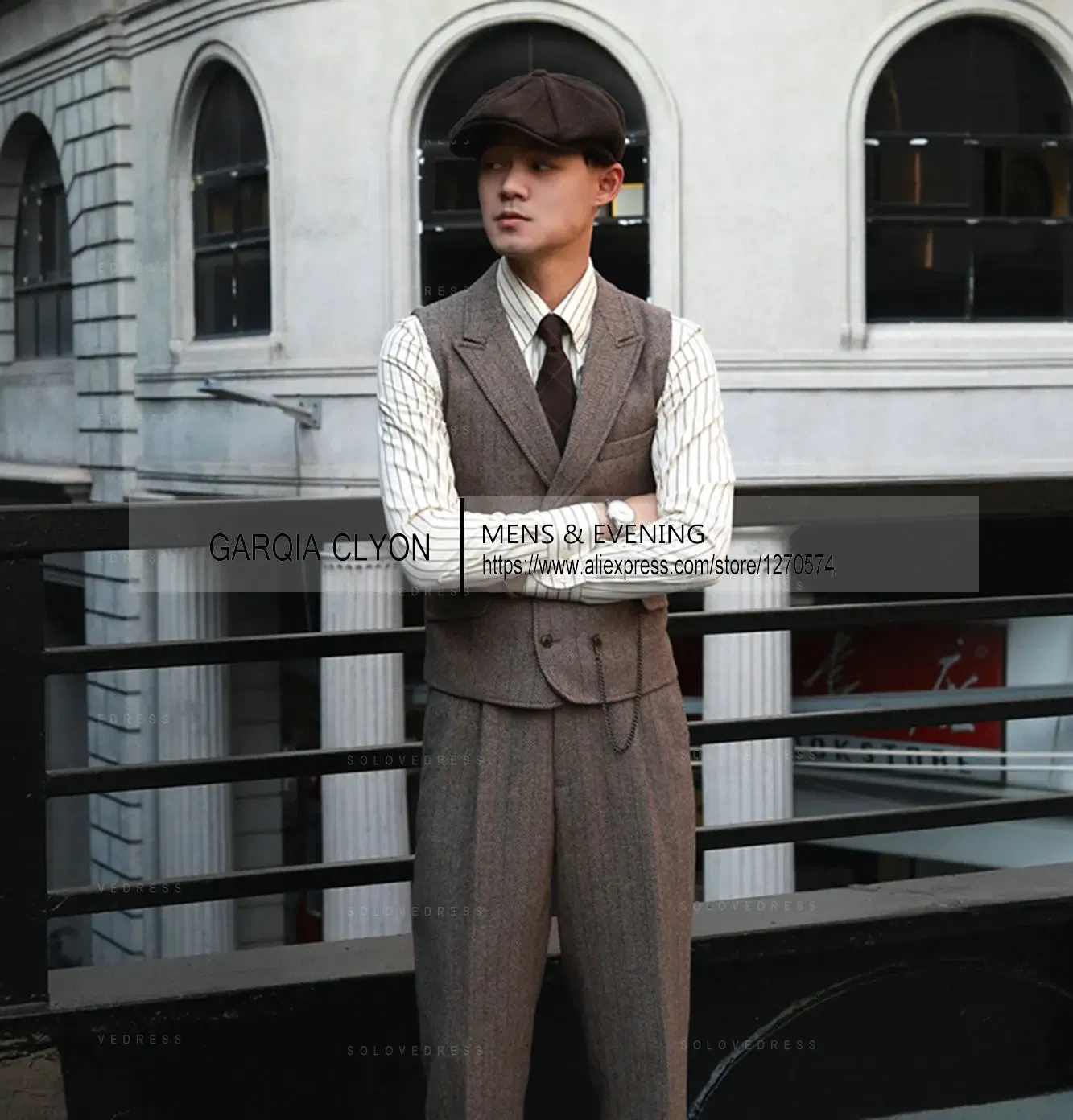 Color: Blue, Size: XL - Tweed Herringbone 3 Pieces Herringbone Men's Business Suits Single Breasted Slim Fit Groom Formal Suits?€Blazer+vest+Pants?‰