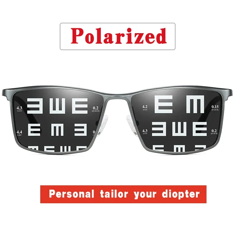 Lenses Color: Blue, Frame Color: green - Men's sunglasses myopia with diopter polarized  prescription glasses UC400 retro anti-glare driving goggles square black shades