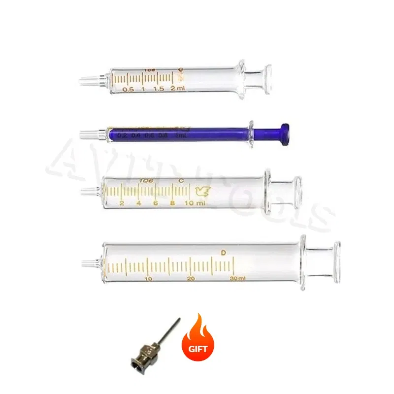 Color: Blue - Glass Syringe 1ml 2ml 5ml 10ml 20ml 30ml Syringe Metal Needle Welding Oil Container Glass Push Rod Mobile Phone Repair Tools
