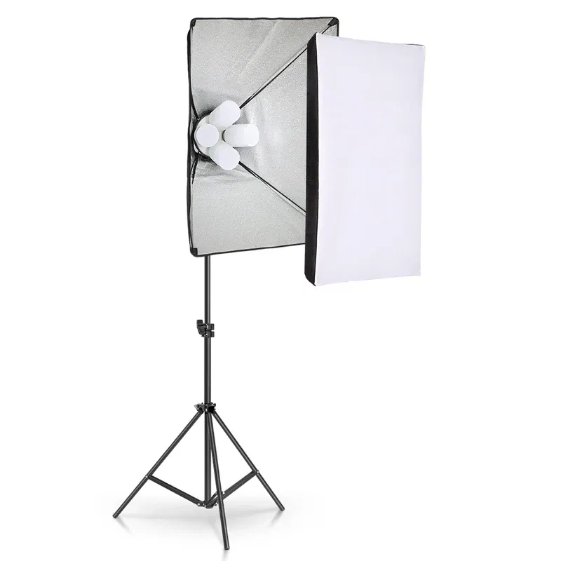 Color: GRAY, Ships From: CHINA - Photo Studio 4pc LED 15W Softbox Kit Photographic Lighting Kit Camera Photo Accessories 1pc Light Stand 1pc Softbox for Shooting