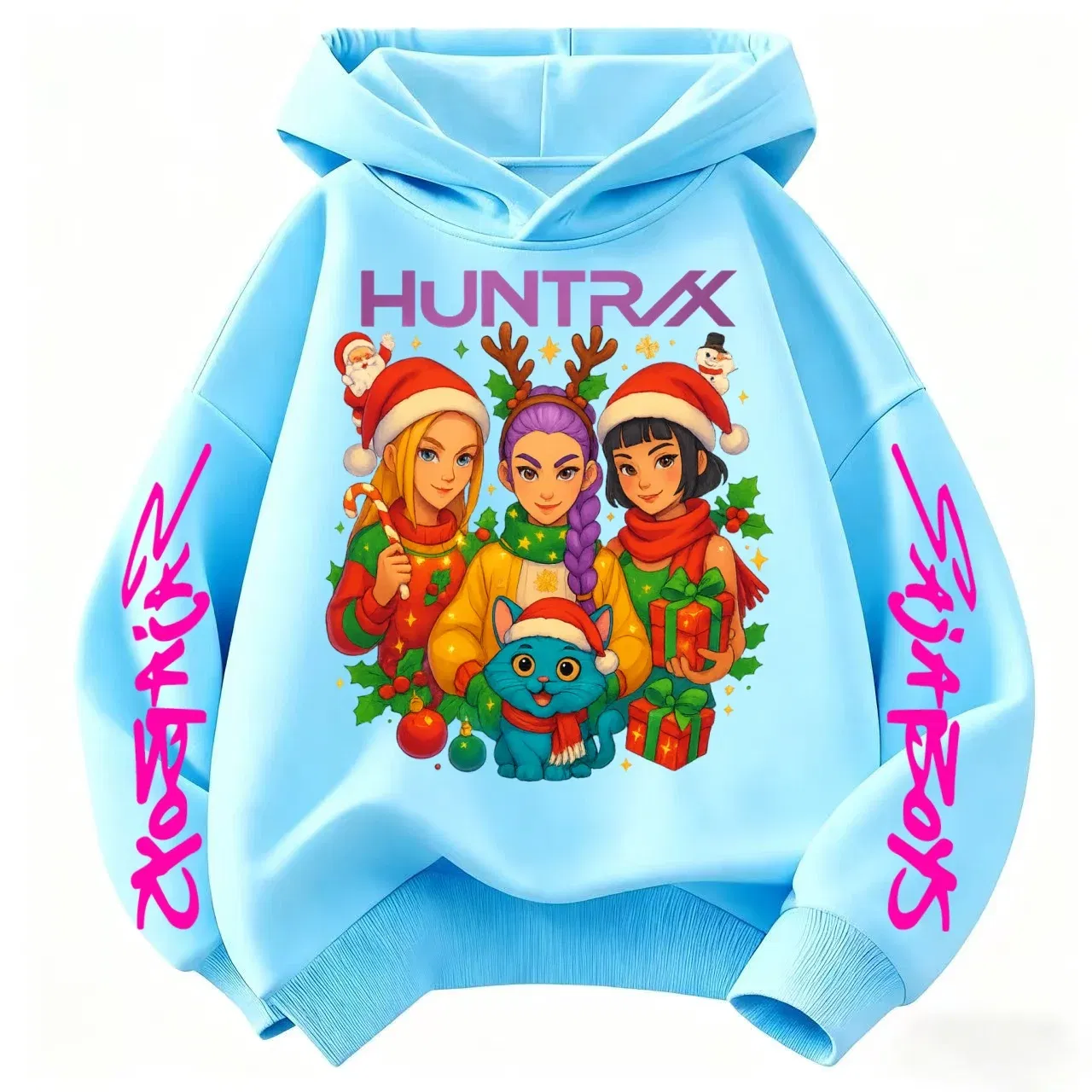 Color: GRAY, Kid Size: 6 - KPop Demon Hunters Christmas Hoodie Girls Fashion Casual Sweatshirt Movie Kids K-Pop Demon Hunters Hooded Tops