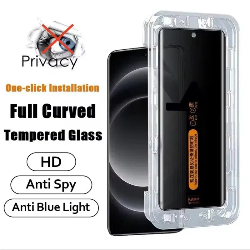 Color: Dark blue, Bundle: 4 pieces, Material: Anti Peeping - Privacy Peeping Anti-Spy Tempered Glass Film for OnePlus 12 13R 11 9RT 8 7T 10 Pro Screen Protector Add Install Dust Removal Kit